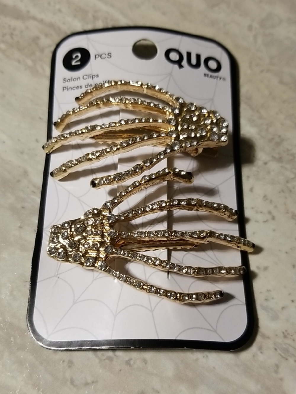 Quo Gold Skeleton Hand Hair Clips - 2 Pack